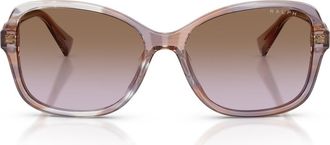Ralph Lauren 57mm Square Sunglasses in Striped Brown/violet at Nordstrom