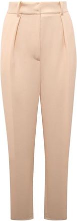 Elisabetta Franchi Broek van lichtgewicht cr&ecirc;pe stof met riem - Dames - Slim Fit Broeken - Beige - M - Polyester - Broeken