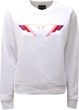 Armani Witte Katoenen Sweatshirt met Model 6H2M7U - Dames - Sweatshirts - Wit - XS - Katoen - Hoodies & sweatvesten