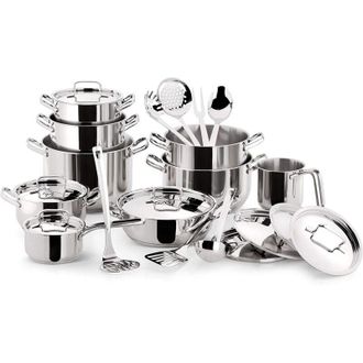 Lagostina Lagostina Sfiziosa 24 Batteria Di Pentole 24 Pezzi In Acciaio Inox 18/10 Adatta A Induzione - 010740600024 - Promo
