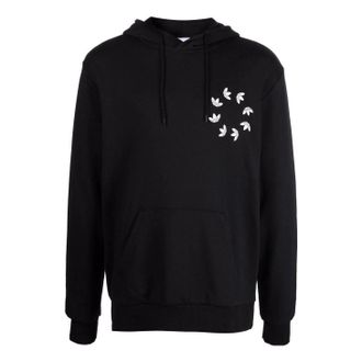 adidas Mens adidas originals Kangaroo Pocket Chest Logo Printing Hooded Long Sleeves Black HC4490