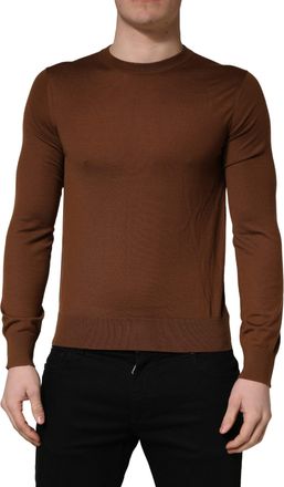 Dolce & Gabbana Mens Cashmere Crew Neck Sweater Brown