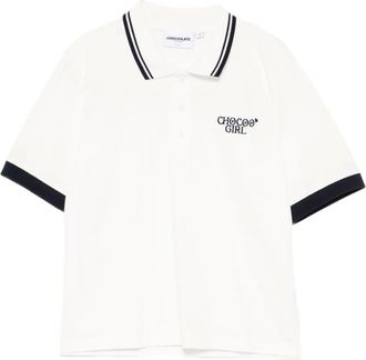 Chocoolate logo-embroidered polo shirt - women - Cotton/Spandex/Elastane - M - White