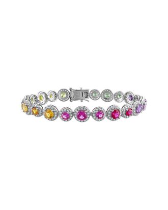 Rina Limor Silver 12.15 ct. tw. Lab-Grown Multi Color Sapphire Tennis Bracelet