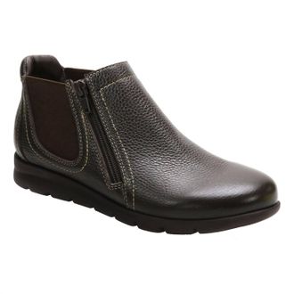 David Tate Womens Popular Leather Ankle Boots In Brown Pebble Grain