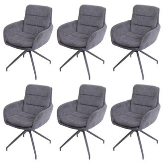 Hhg Nunca Usado] Juego De 6 Sillas De Comedor Hhg 655, Silla De Cocina Sill&oacute;n Silla, Giratoria Auto Posici&oacute;n, Tela Mvg, Cord Grey