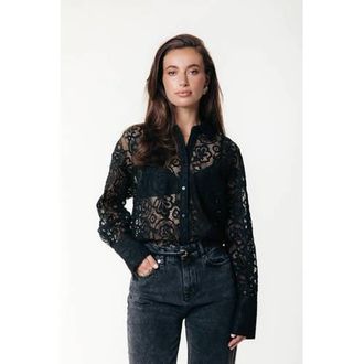 Colourful rebel kanten blouse zwart