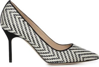 Manolo Blahnik Pumps met spitse neus en raffia-effect - Dames - Pumps - Zwart - 38 1/2 EU - Leer - Schoenen