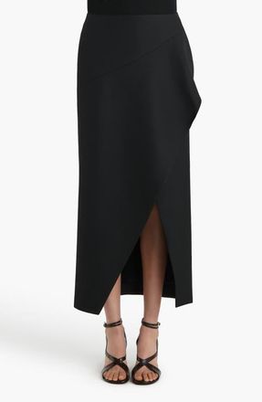 Khaite Jaia Asymmetric Wool Skirt in Black at Nordstrom, Size 12