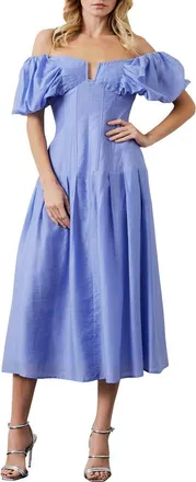 Ciebon Lottie Puff Sleeve Off the Shoulder Dress in Malibu Blue at Nordstrom, Size X-Small