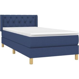 vidaXL Cama Box Spring Con Colch&oacute;n Tela Azul 80x200 Cm Vidaxl