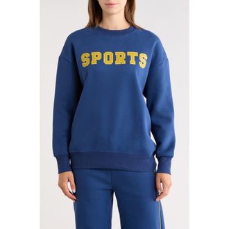 90 Degree by Reflex Varsity Vault Fleece Graphic Sweatshirt in Navy at Nordstrom Rack, Size X-Small