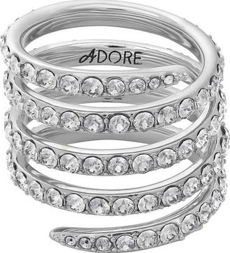 ADORE Womens 5259867 Ladies Ring - Silver Metal - Size O