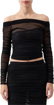 Federica Tosi Maglia in tulle spalle scese - Dames - Blouses - Zwart - S - Tule - Overhemden