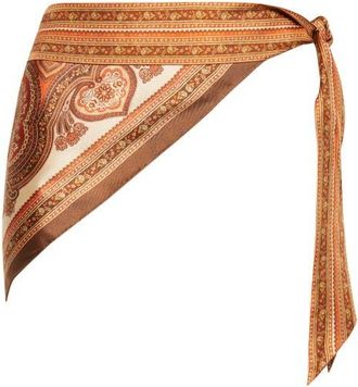 Zimmermann Mahon Scarf Tie Bikini Bottoms in Tangerine Paisley at Nordstrom, Size 1