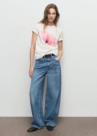 Mango Maglietta cotone stampa fiore grezzo - Donna - XS - MANGO