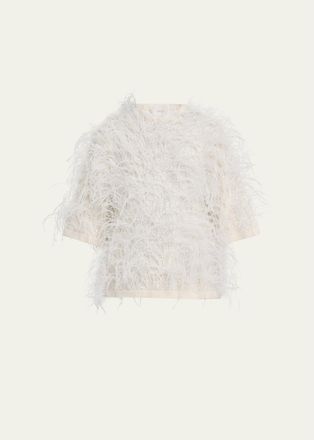 Michael Kors Sequin & Feather Cashmere Sweater
