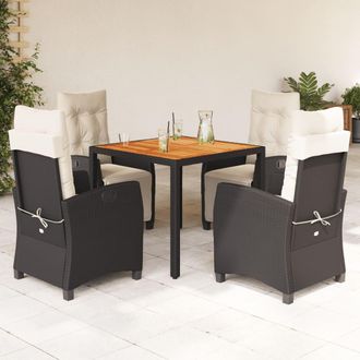 vidaXL Set De Muebles Jard&iacute;n 5 Pzas Con Cojines Rat&aacute;n Sint&eacute;tico Negro Vidaxl