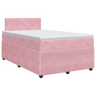 vidaXL Cama Box Spring Con Colch&oacute;n Rosa 120 X 190 Cm Terciopelo Vidaxl