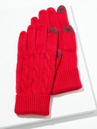 Talbots Soft Cable Knit Gloves - Red - 001 Talbots