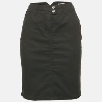 Moschino Black Cotton Logo Stud Detail Mini Skirt M
