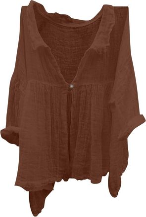 Generic FNKDOR Women Linen Shirt Solid Color Button Cardigan Elegant Summer Long Sleeve Tunic Tops Comfortable Breathable Cotton Linen Casual Lightweight Musl