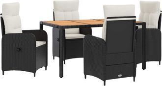 vidaXL Juego De Comedor Para Exteriores 5 Uds. Negro Y Crema Vidaxl