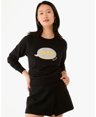 Kate Spade New York Womens Taxi Sweatshirt - Black Cotton - Size X-Large