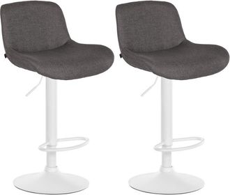 Clp Lote De 2 Taburetes De Bar Solon Blanco Gris Oscuro Tela