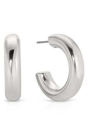 Ettika Small Thick Classic Hoop Earrings in Rhodium at Nordstrom