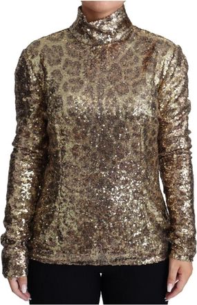 Dolce & Gabbana Long Sleeve Tops - Dames - Longsleeves - Bruin - XL - Polyester - Tops