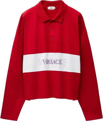 Versace Embroidered-logo Intarsia Cotton-jersey Polo