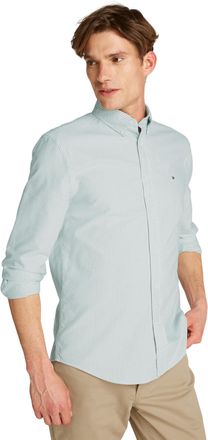 Tommy Hilfiger Men Heritage Oxford Stripe RF Shirt MW0MW36238 L/S Shirt, Green, XXL