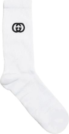 Gucci Witte Katoenen Logo Enkelsokken - unisex - Sokken - Wit - L - Katoen - Ondergoed