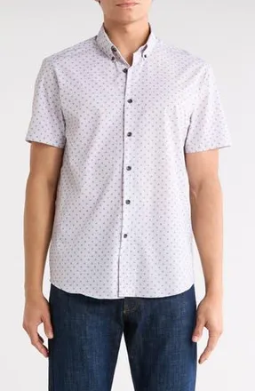 Brooklyn Brigade Polka Dot Woven Short Sleeve Shirt in Metallic Sage at Nordstrom Rack, Size Xx-Large