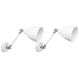 Beliani Conjunto De 2 L&aacute;mparas De Pared Con Brazo Oscilante De Metal Blanco Dise&ntilde;o Moderno Mississippi M