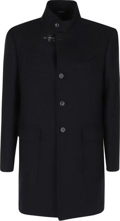 Fay Duty Coat Panno Morbido - Heren - Mantel - Blauw - M - Wol - Jassen