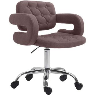 Clp Taburete Con Ruedas Dublin En Tela Marr&oacute;n