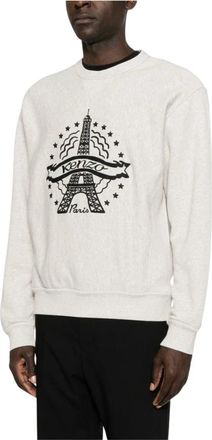 Kenzo Eiffel Tower Crew Neck Sweatshirt - male - Kenzo - Sweatshirts - Gray - XL - Sweatshirts & Hoodies