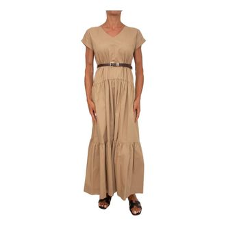 Kocca Marinna Jurk - Dames - Maxi kleedjes - Beige - S - Katoen - Kleedjes