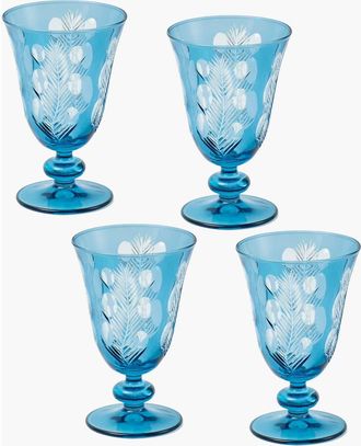 Mrs. Alice Engraved Wine Glasses in Blue at Nordstrom
