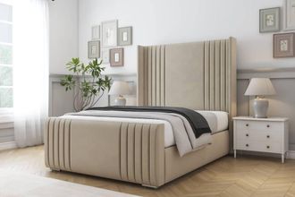 Comfort Beds Elise Coniston Bed Frame With Mattress-50 Upholstered Wingback in Cream | Size: Single