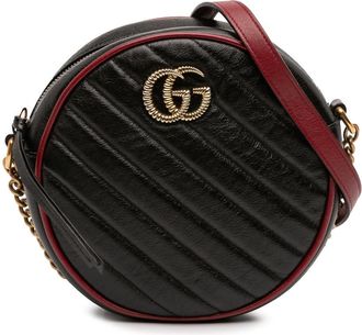Gucci Pre-owned Gucci Mini GG Marmont Matelasse Leather Torchon Round Crossbody Ladies 550154 520981