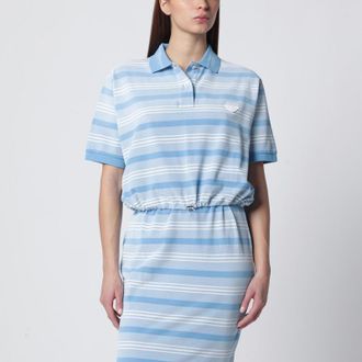 Prada Polo crop in piquet a righe celeste