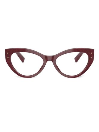 Dolce & Gabbana Eyewear lace-print cat-eye glasses - 3442 Bordeaux Lace