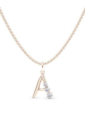 HauteCarat Graduated Lab Created Diamond Initial Letter Pendant Necklace in A - 18K Rose Gold at Nordstrom