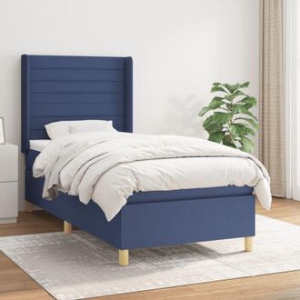 vidaXL Cama Box Spring Con Colch&oacute;n Tela Azul 80x200 Cm Vidaxl