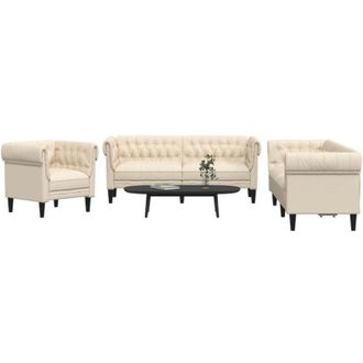 vidaXL Vidaxl - Juego De Sof&aacute;s 3 Piezas Tela Color Crema