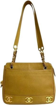 Chanel Pre-owned Leren Schoudertas - Dames - Vintage Schoudertas - Beige - ONE Size - Leer - Vintage