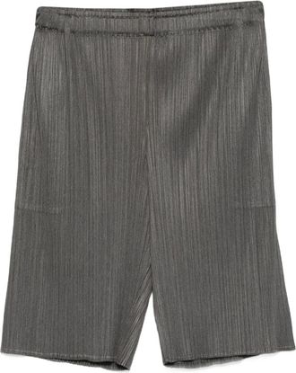 Pleats Please Issey Miyake Shorts con vita elasticizzata - Grigio